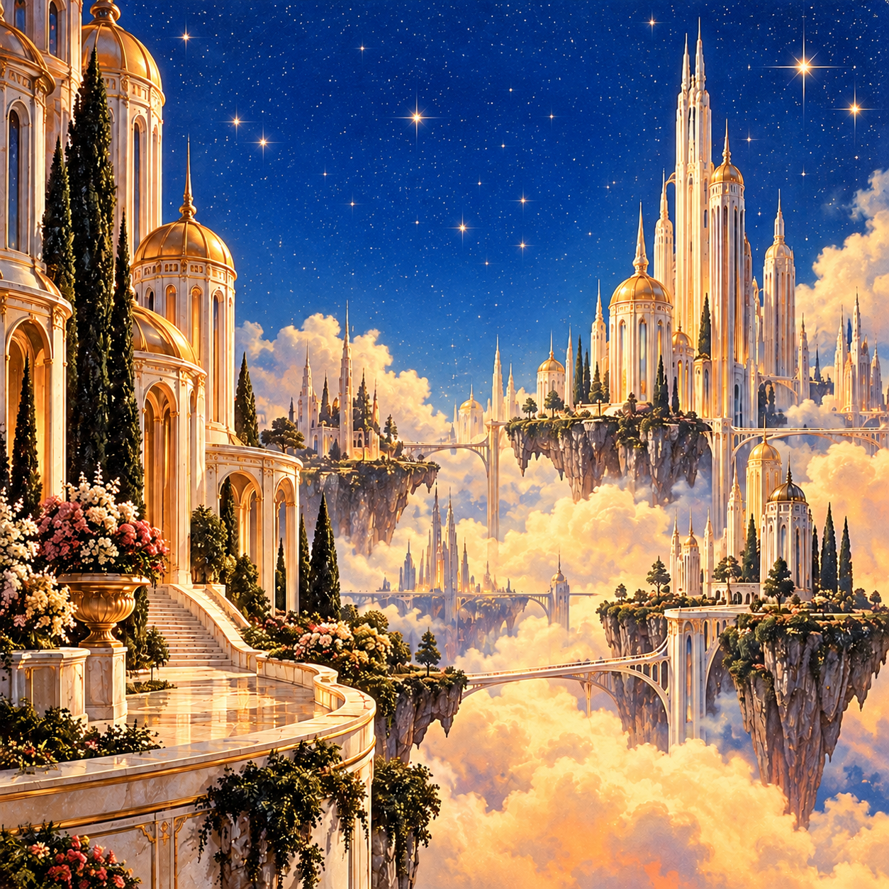 A golden castle among the clouds
